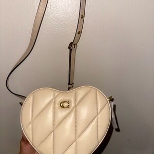 Coach Cream Quilted Heart Crossbody Bag